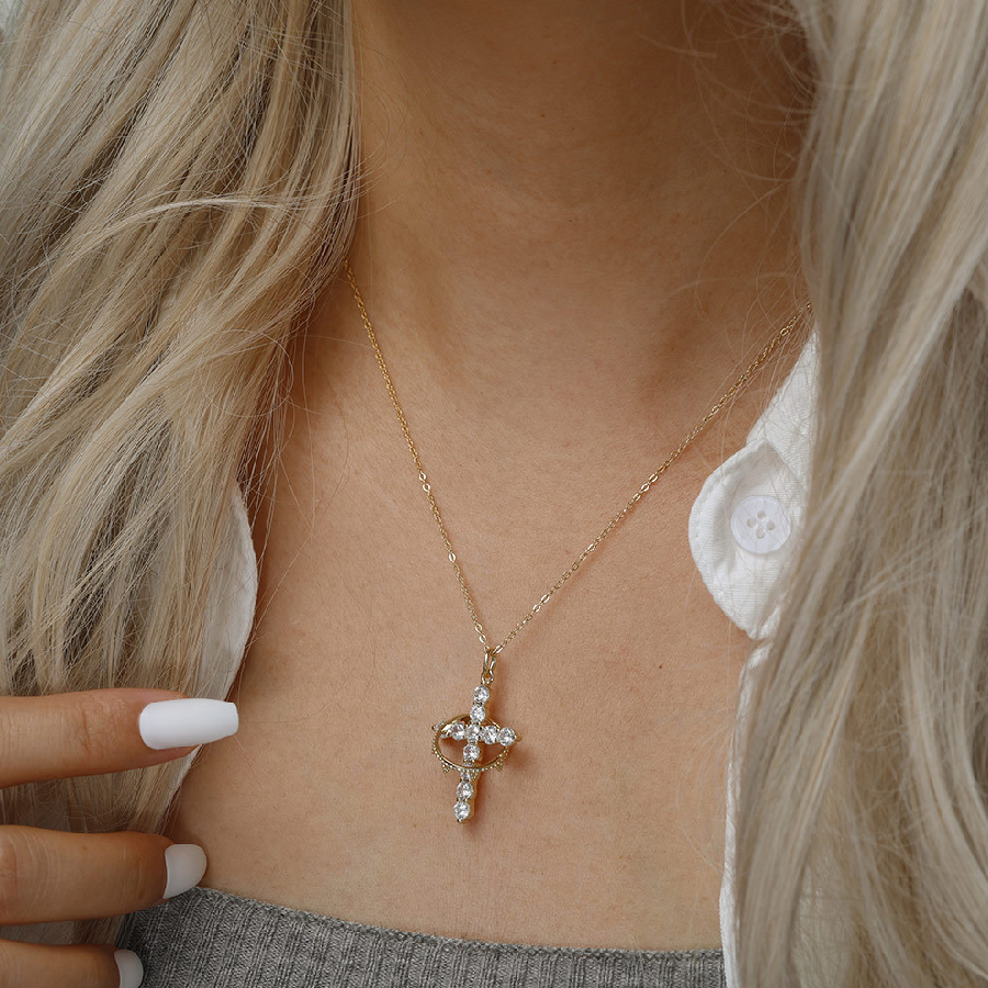 Crown On Cross Christian Necklace