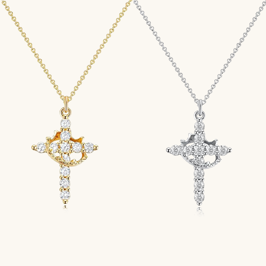 Crown On Cross Christian Necklace